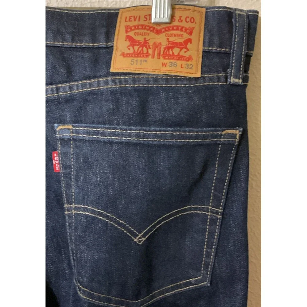Levi’s Men’s 511 Slim Fit Straight Jeans Dark Hollow Stretch 36W x 32L 045111042